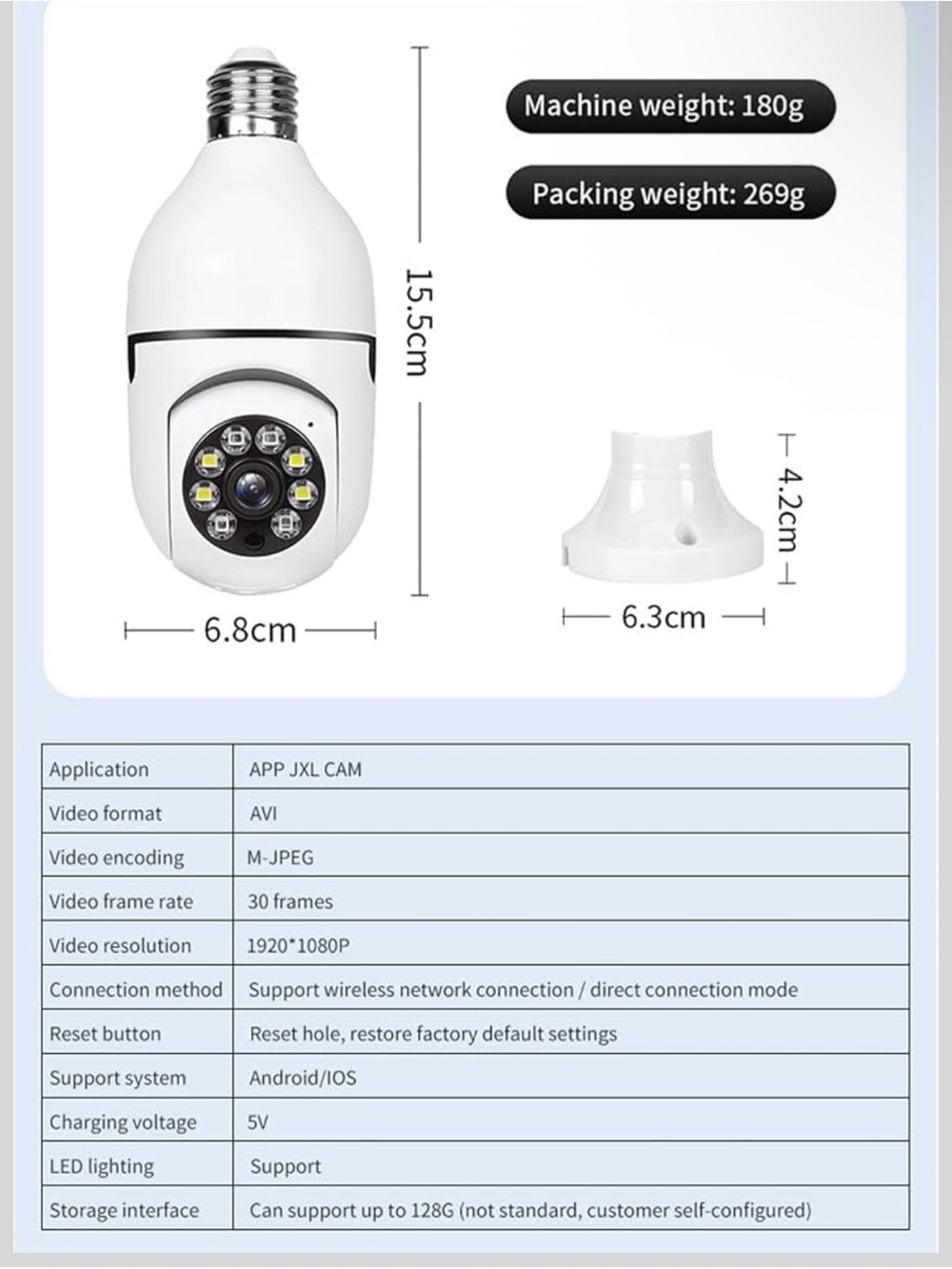 White Home Smart Bulb Camera - WiFi 360° Pan & Night Vision - Picture 5 of 6